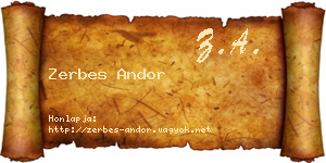 Zerbes Andor névjegykártya